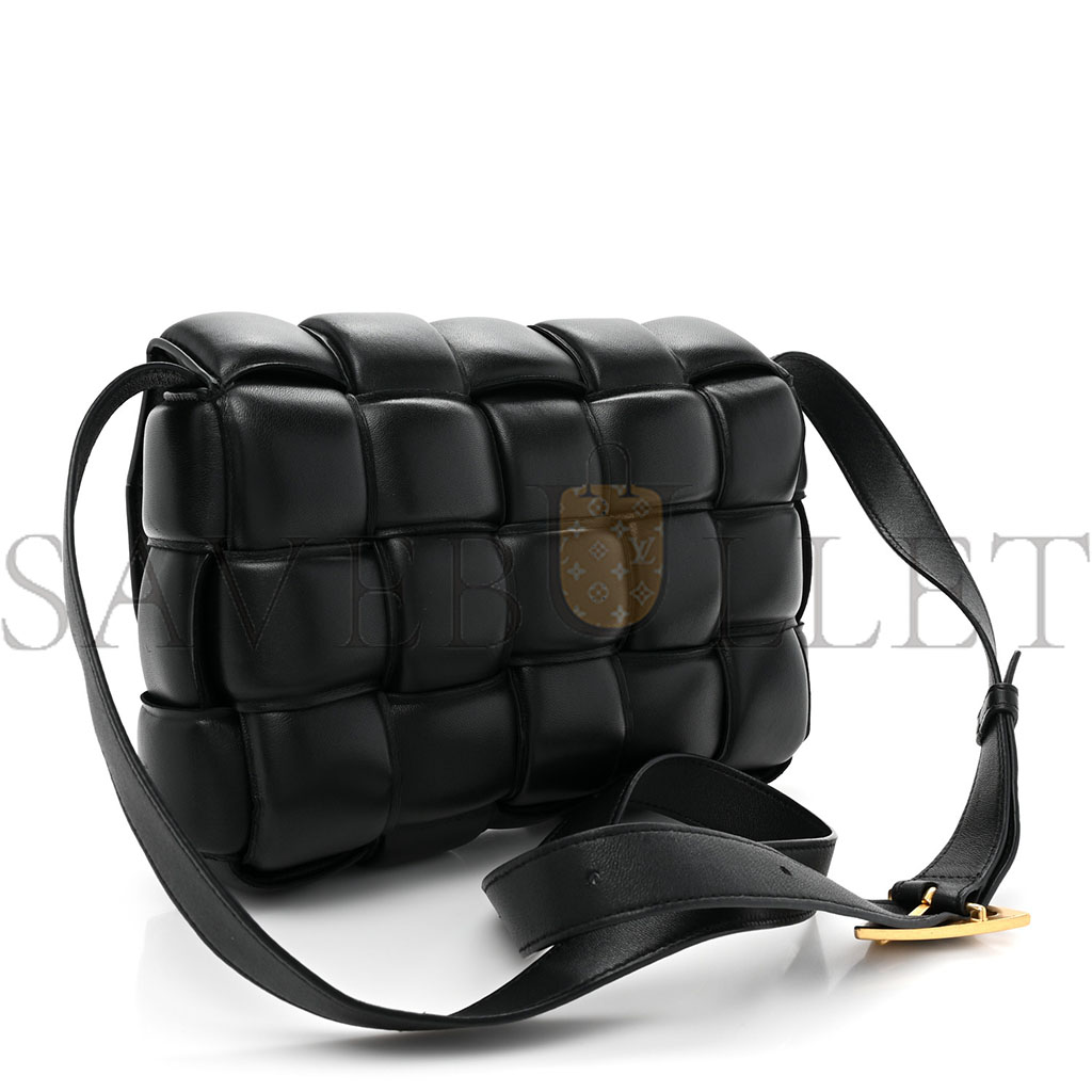 BOTTEGA VENETA NAPPA MAXI INTRECCIATO PADDED CASSETTE CROSSBODY BAG BLACK  (25*18*6cm)