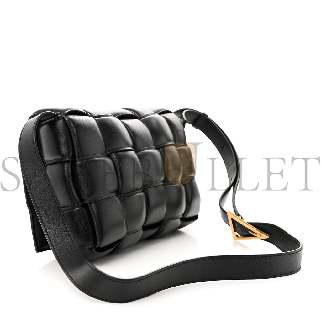 BOTTEGA VENETA NAPPA MAXI INTRECCIATO PADDED CASSETTE CROSSBODY BAG BLACK (23*18*6cm)