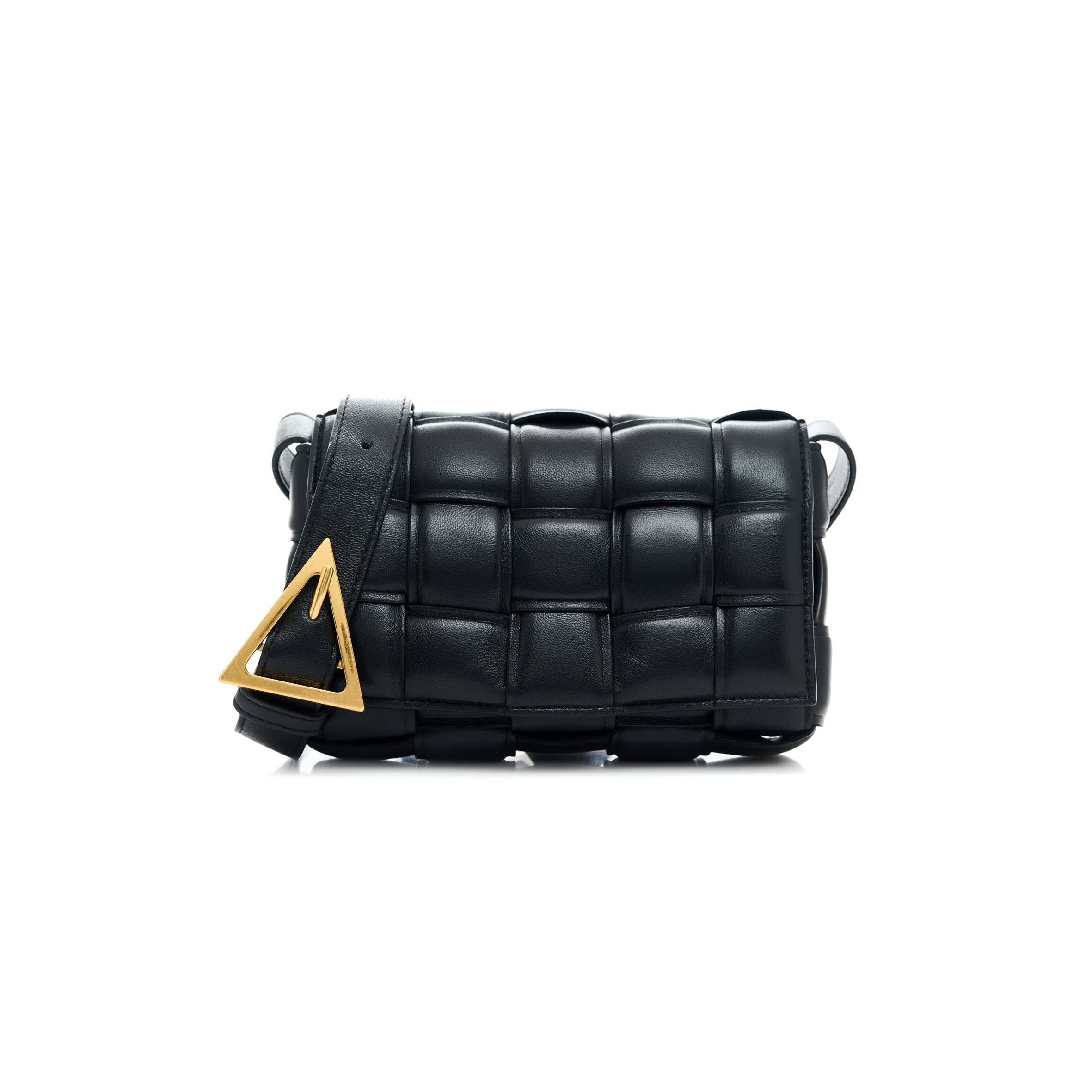 BOTTEGA VENETA NAPPA MAXI INTRECCIATO SMALL PADDED CASSETTE CROSSBODY BAG BLACK  (18*12*4cm)