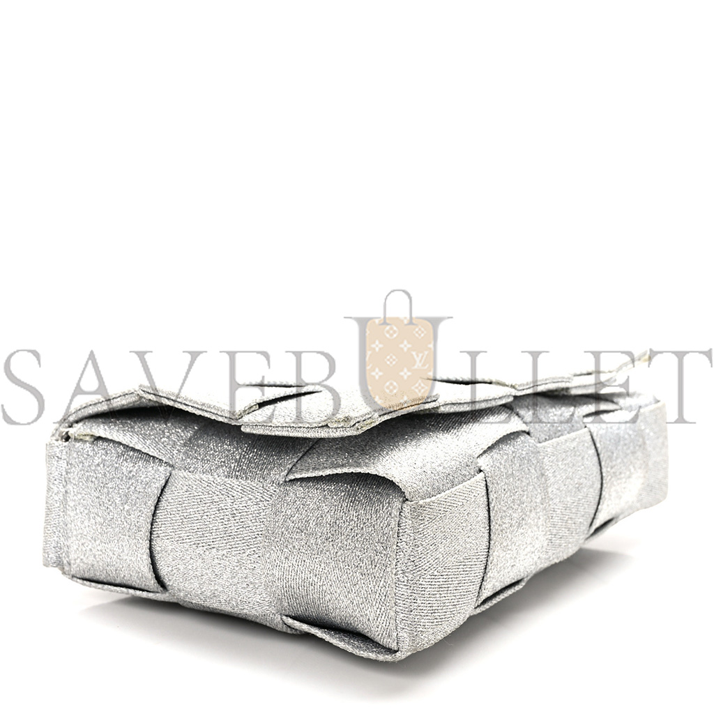 BOTTEGA VENETA WEBBING MAXI INTRECCIATO CASSETTE BAG SILVER (25*15*6cm)