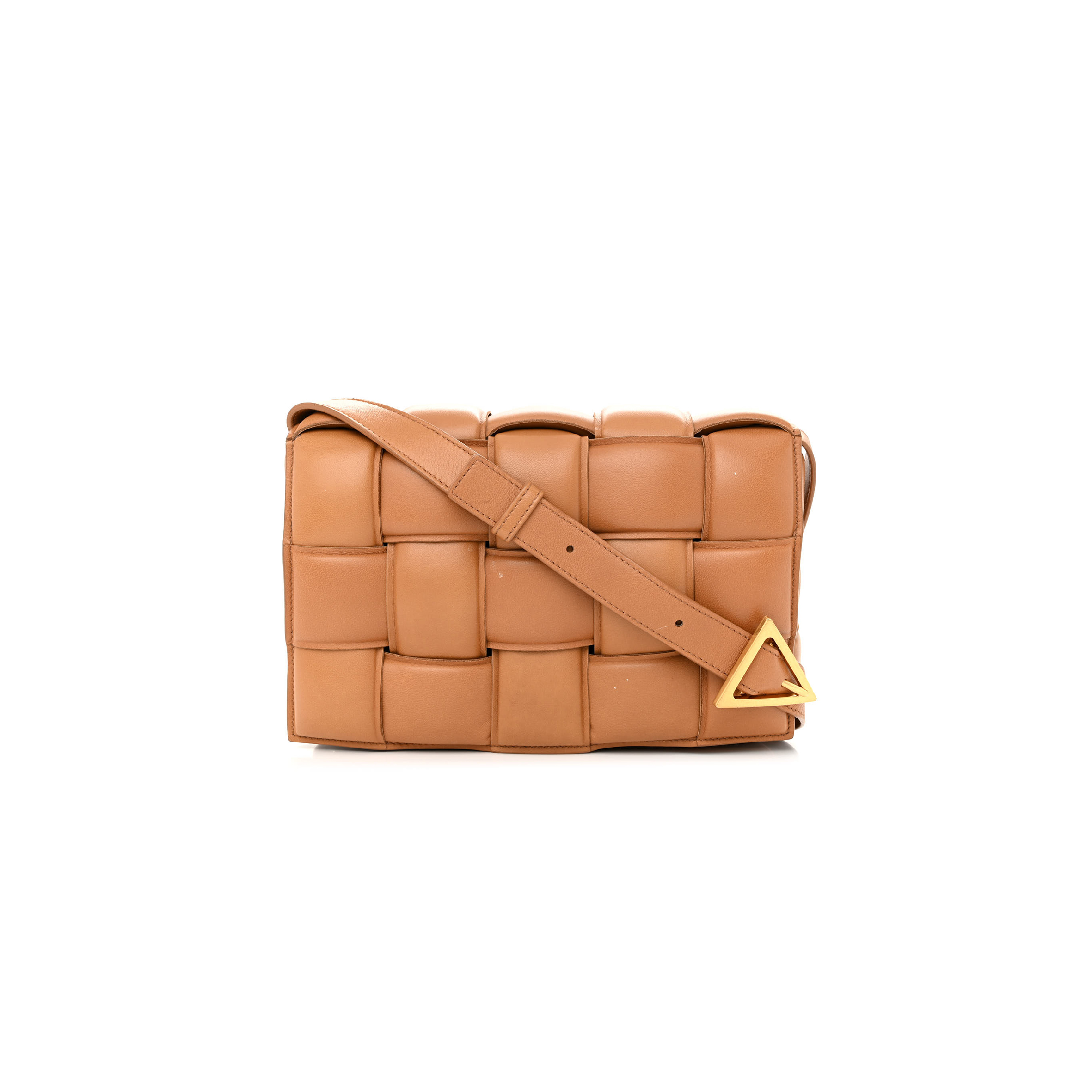 BOTTEGA VENETA NAPPA MAXI INTRECCIO PADDED CASSETTE CROSSBODY BAG CARAMEL (25*18*8cm)