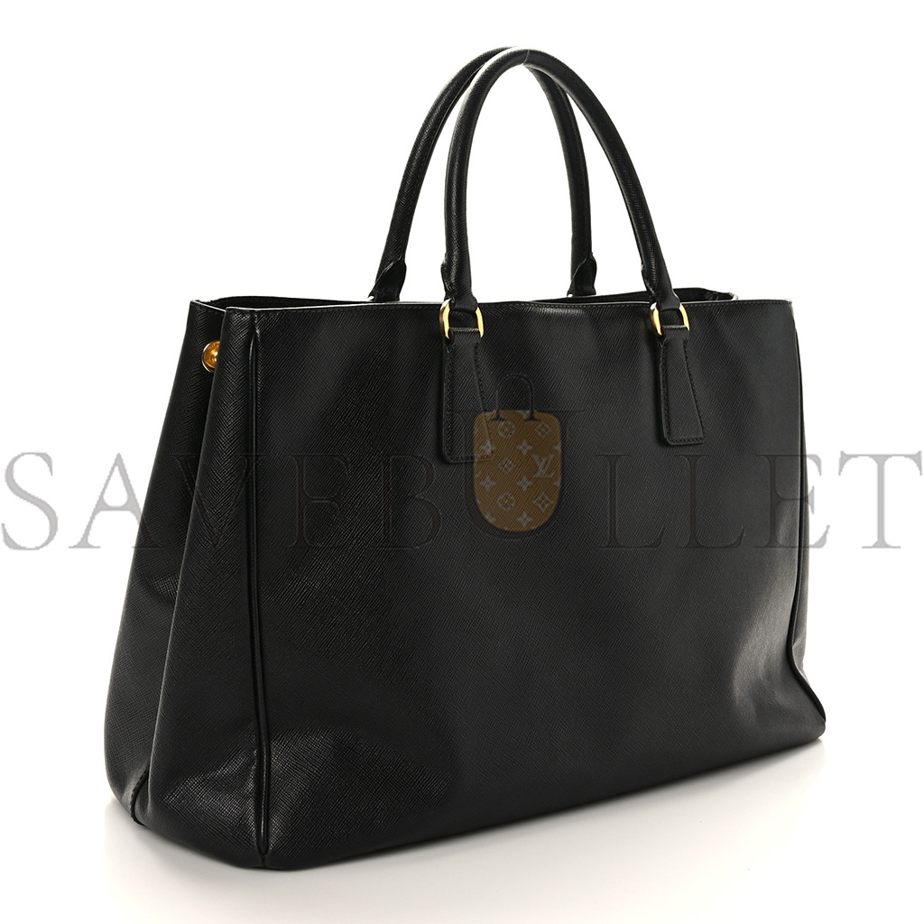 PRADA SAFFIANO LARGE GALLERIA DOUBLE ZIP TOTE BLACK (36*27*15cm)