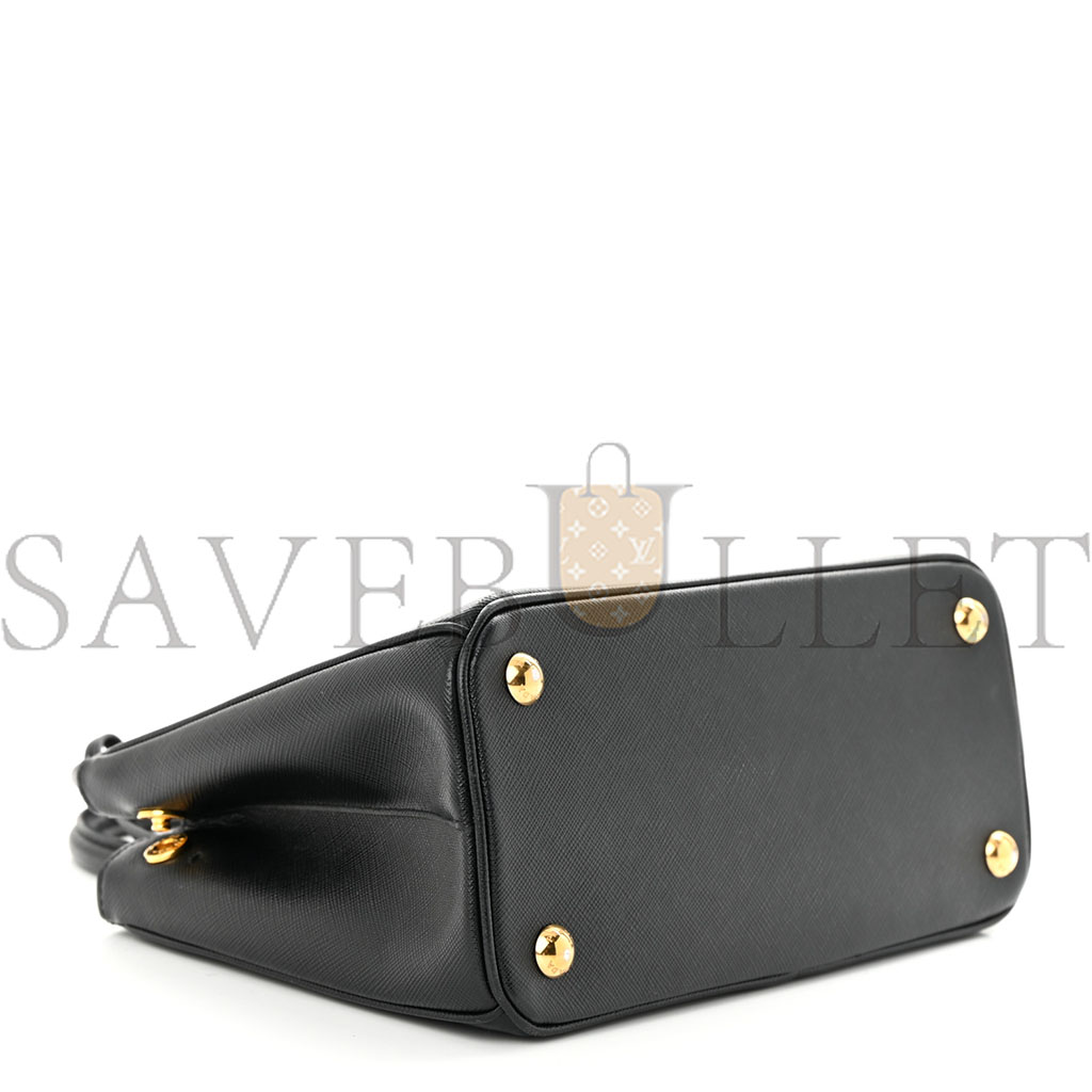 PRADA SAFFIANO MINI GALLERIA DOUBLE ZIP TOTE BLACK (24*17*11cm)