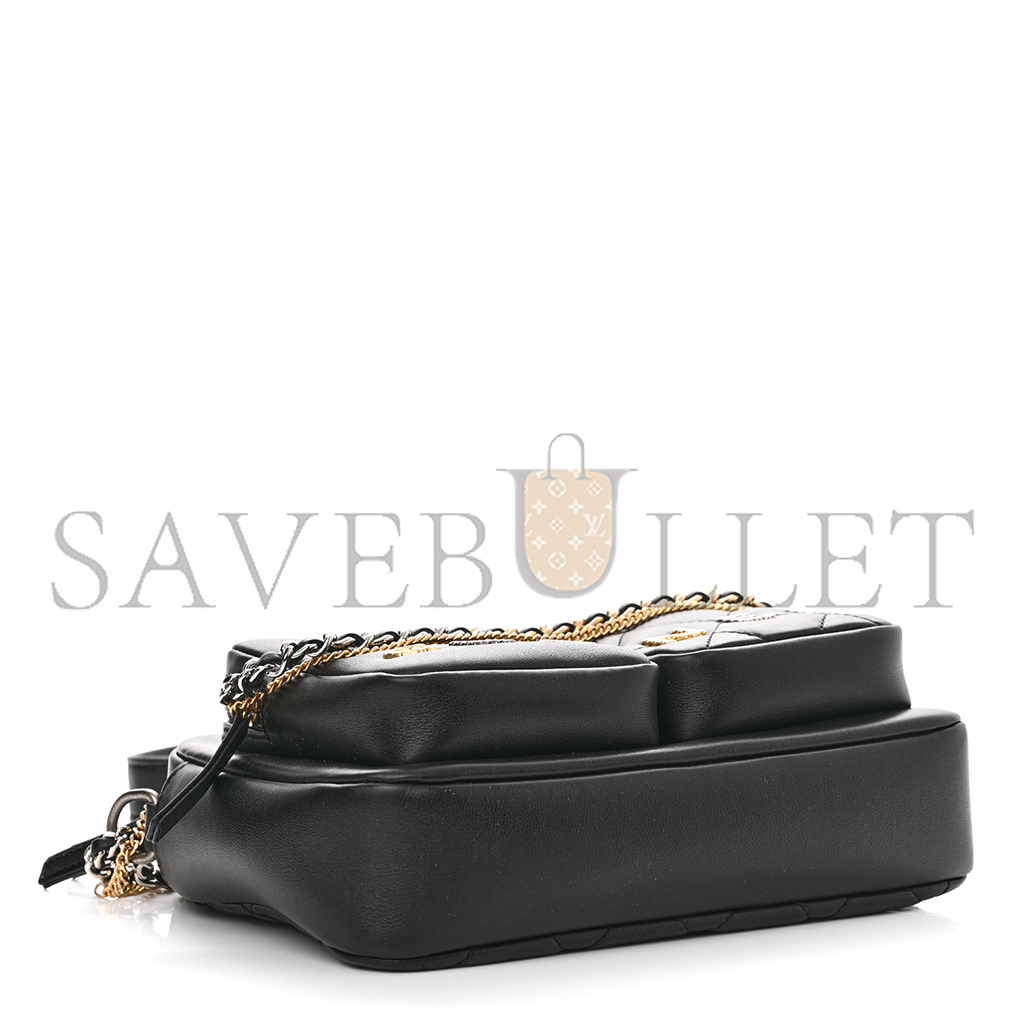 CHANEL CALFSKIN QUILTED SMALL CAMERA CASE BLACK AS2923 (20.5*14.5*9cm)