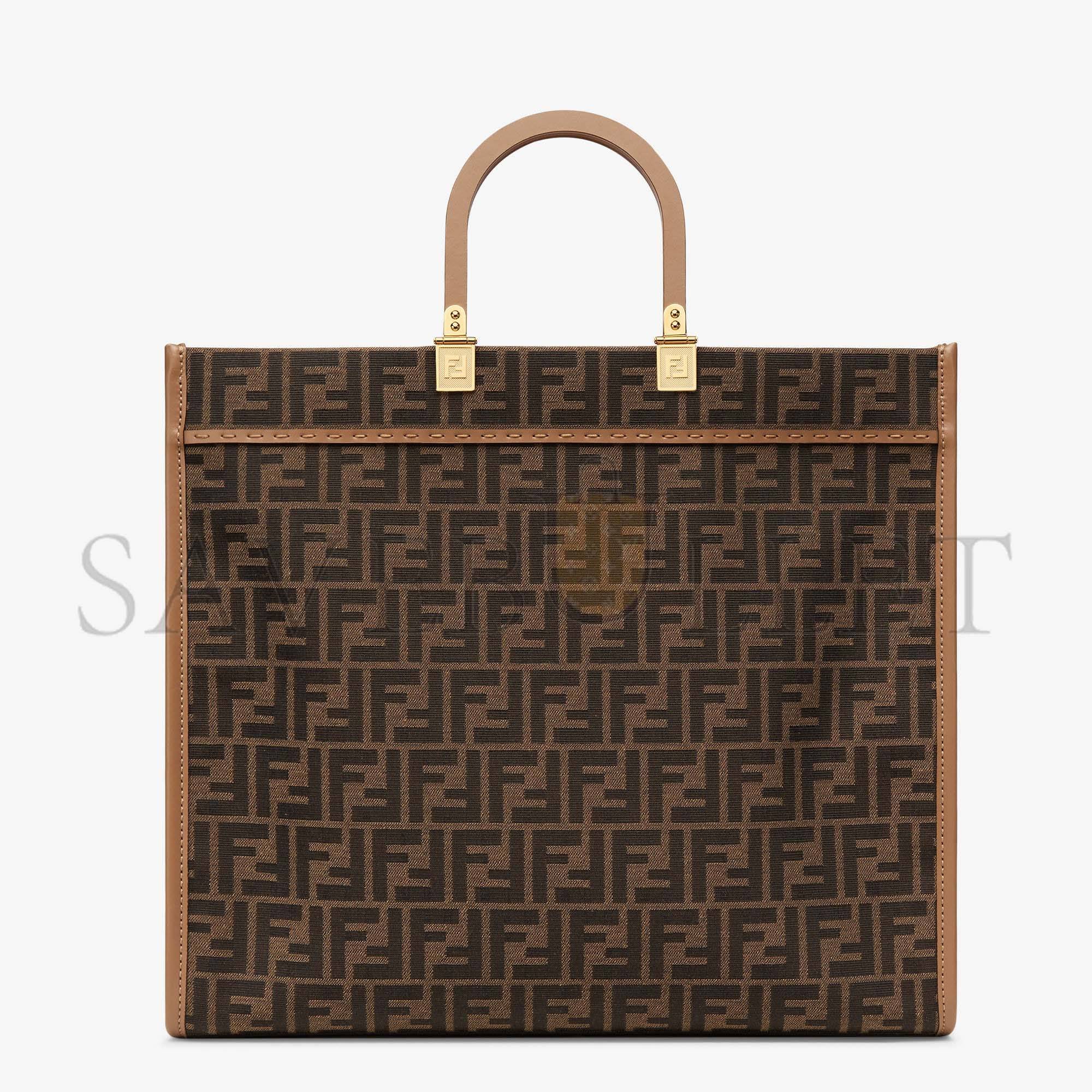 FENDI SUNSHINE LARGE - BROWN FF JACQUARD FABRIC SHOPPER 8BH372ALVYF1GE3 (40.5*35*21.5cm)