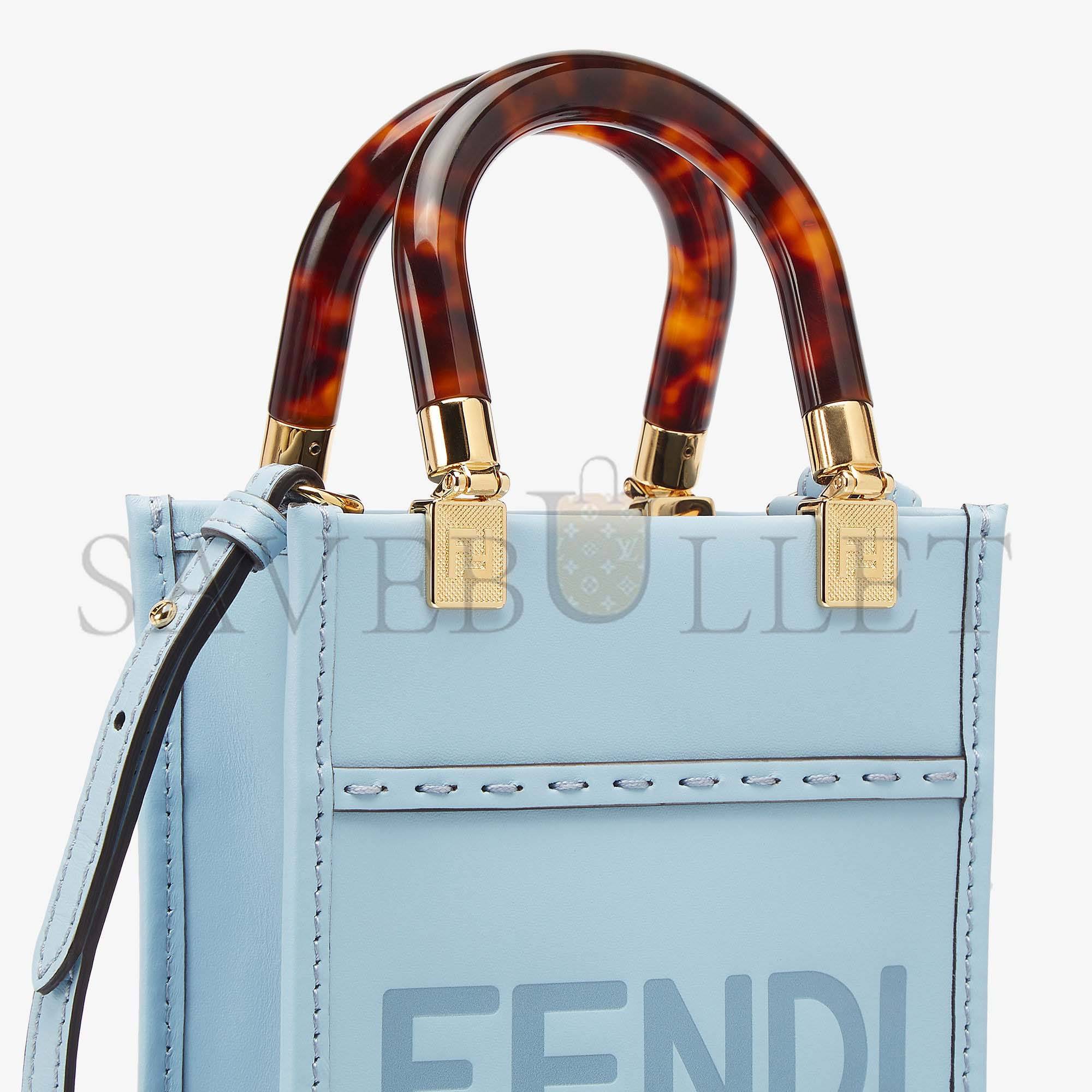 FENDI MINI SUNSHINE SHOPPER - LIGHT BLUE LEATHER MINI BAG 8BS051ABVLF1993 (18*13*6.5cm)