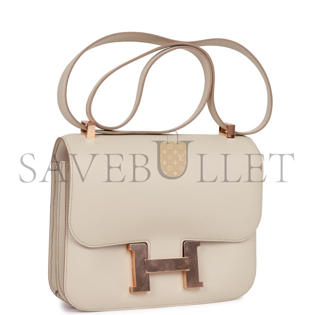 HERMES CONSTANCE 24 GRIS PERLE EVERCOLOR ROSE GOLD HARDWARE 39830448537694 (24cm)