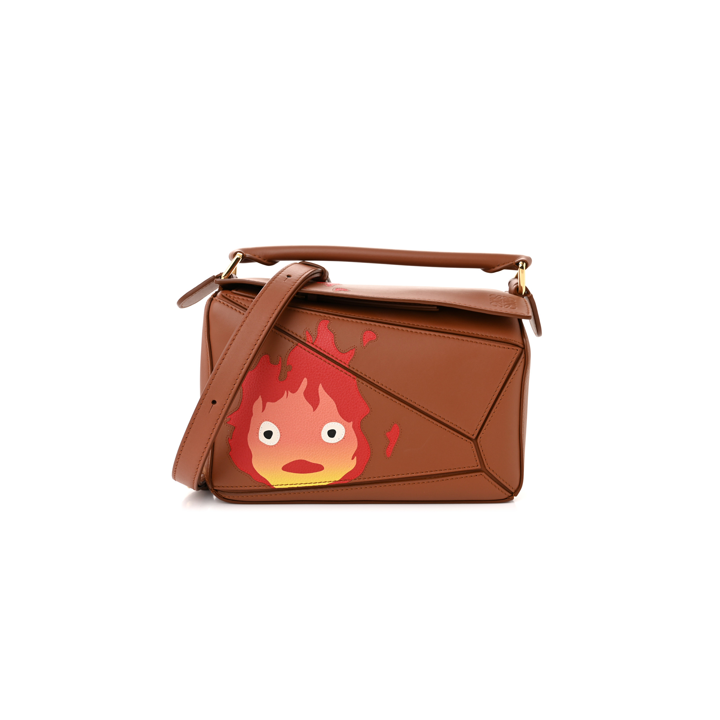 LOEWE X HOWLS MOVING CASTLE SATIN CALFSKIN SMALL CALCIFER PUZZLE BAG RUST (24*16.5*10.5cm)