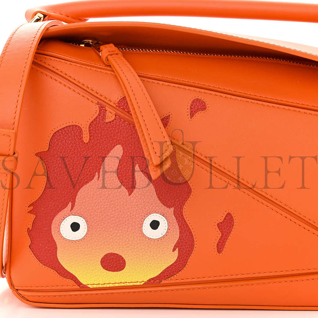 LOEWE X HOWLS MOVING CASTLE SATIN CALFSKIN SMALL CALCIFER PUZZLE ORANGE (24*16.5*10.5cm)