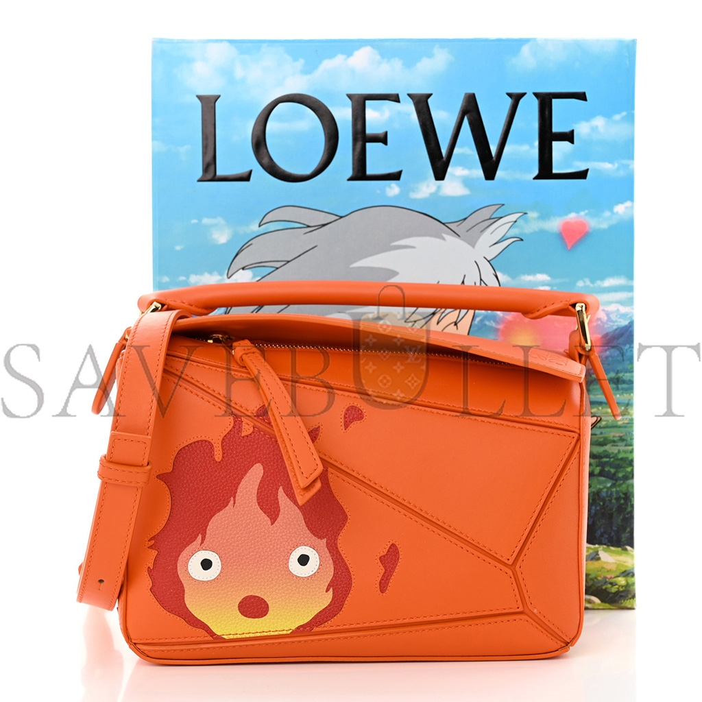 LOEWE X HOWLS MOVING CASTLE SATIN CALFSKIN SMALL CALCIFER PUZZLE ORANGE (24*16.5*10.5cm)