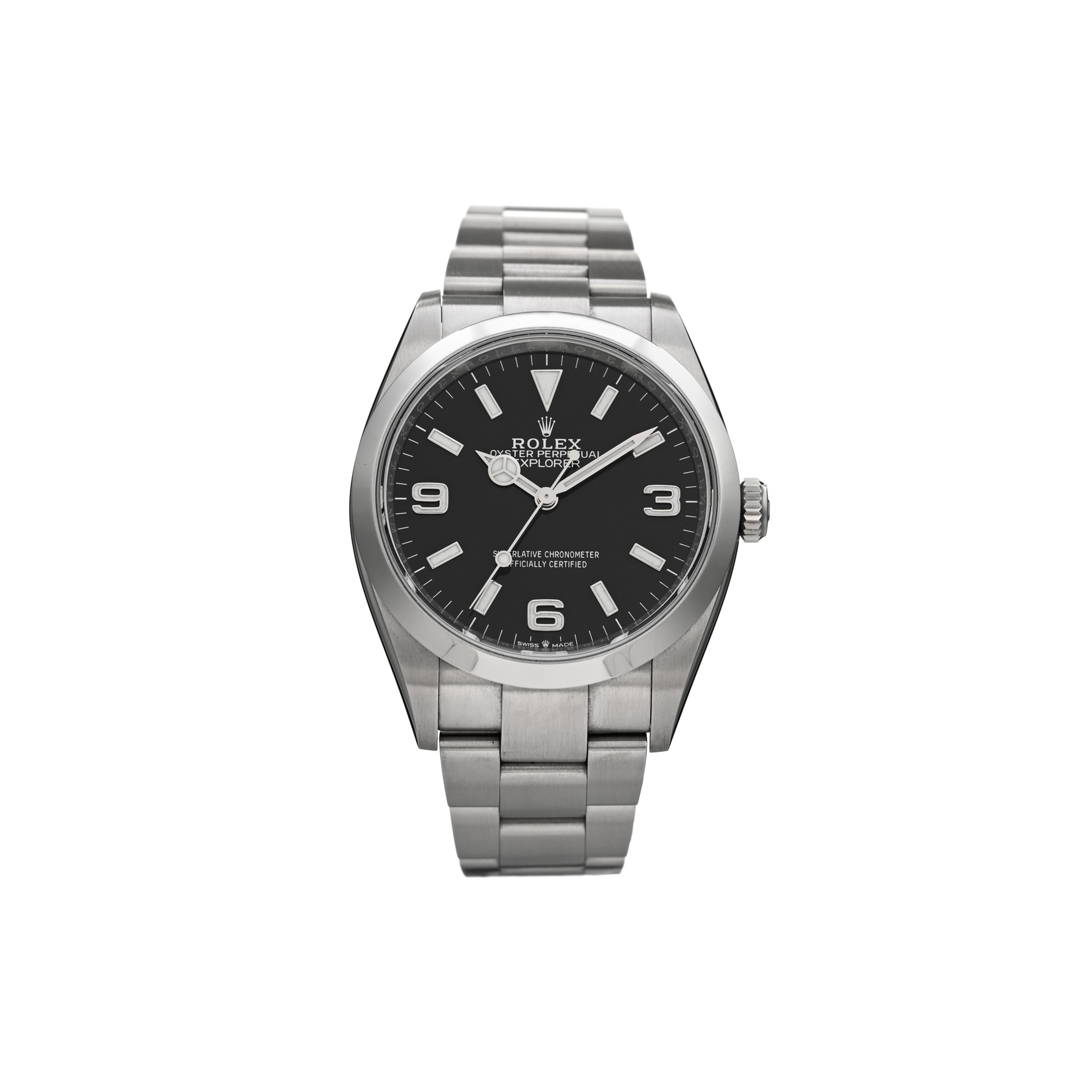 ROLEX STAINLESS STEEL 36MM OYSTER PERPETUAL EXPLORER WATCH BLACK 124270