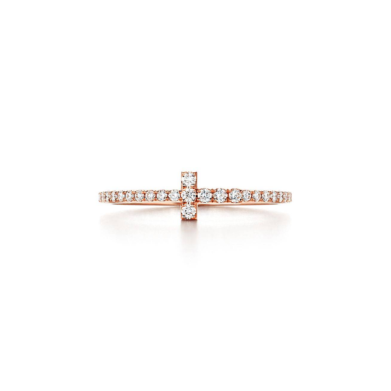 Tiffany T Diamond Wire Band Ring in 18k Rose Gold