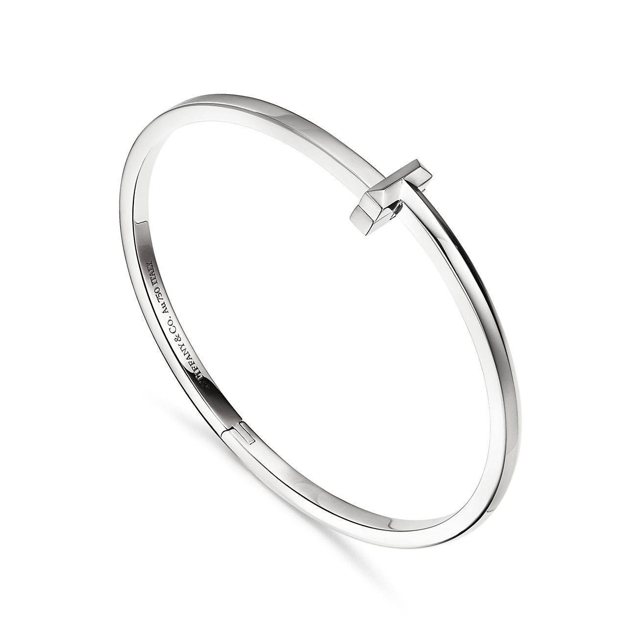 TIFFANY T T1 HINGED BANGLE IN WHITE GOLD, NARROW