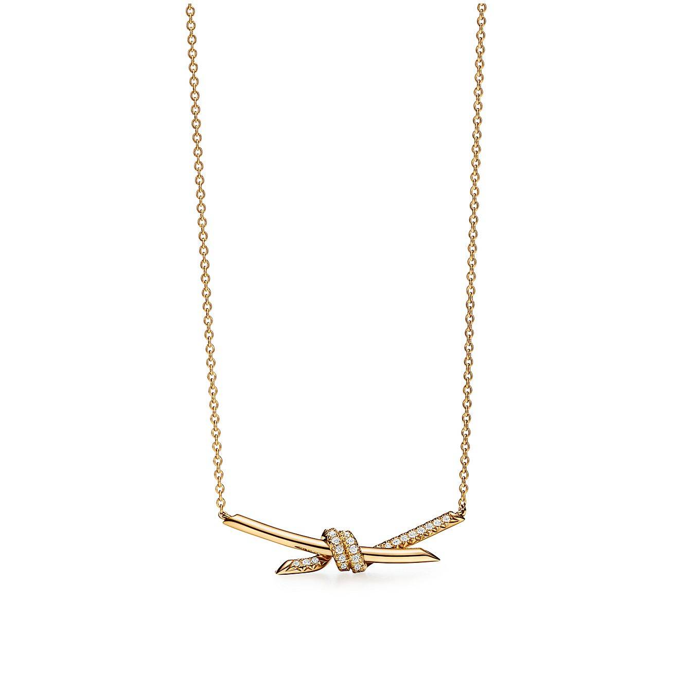 TIFFANY KNOT PENDANT IN YELLOW GOLD WITH DIAMONDS