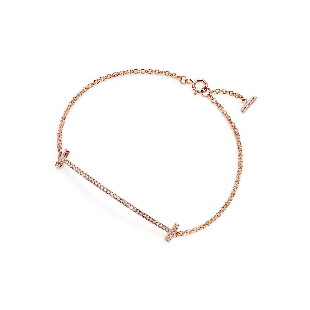 TIFFANY T SMILE BRACELET IN ROSE GOLD WITH DIAMONDS