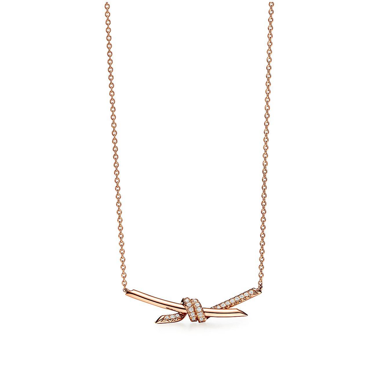 TIFFANY KNOT PENDANT IN ROSE GOLD WITH DIAMONDS