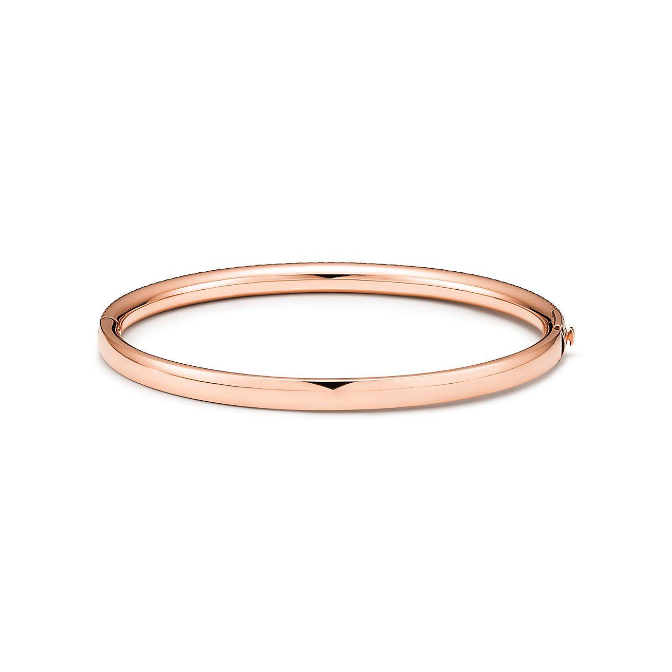 TIFFANY METRO THREE-ROW HINGED BANGLE IN ROSE GOLD WITH DIAMONDS