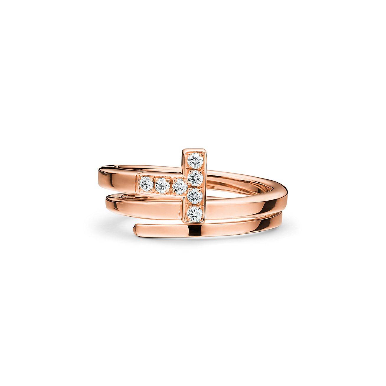 Tiffany T Diamond Square Wrap Ring in 18k Rose Gold