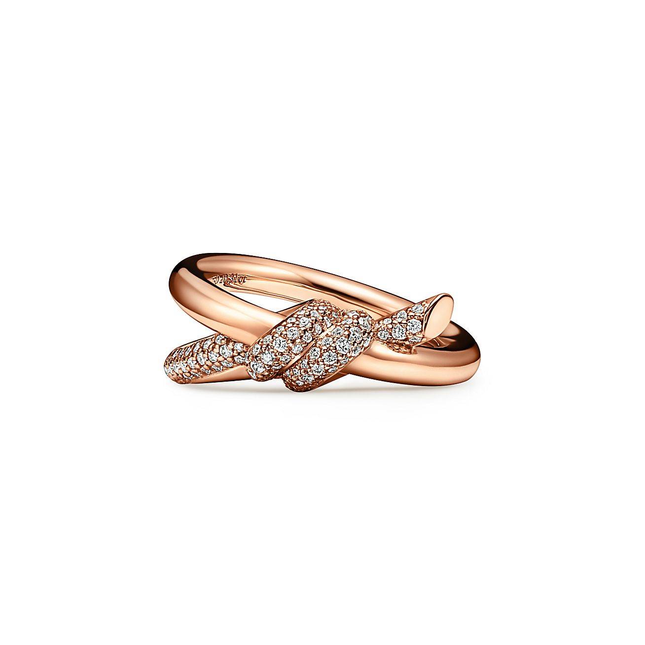 TIFFANY KNOT DOUBLE ROW RING IN ROSE GOLD WITH DIAMONDS