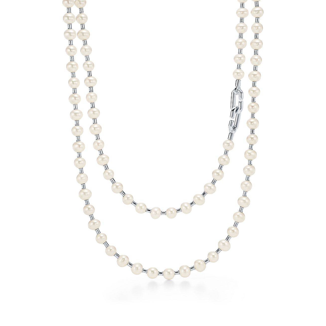 TIFFANY HARDWEAR FRESHWATER PEARL WRAP NECKLACE IN STERLING SILVER, 32