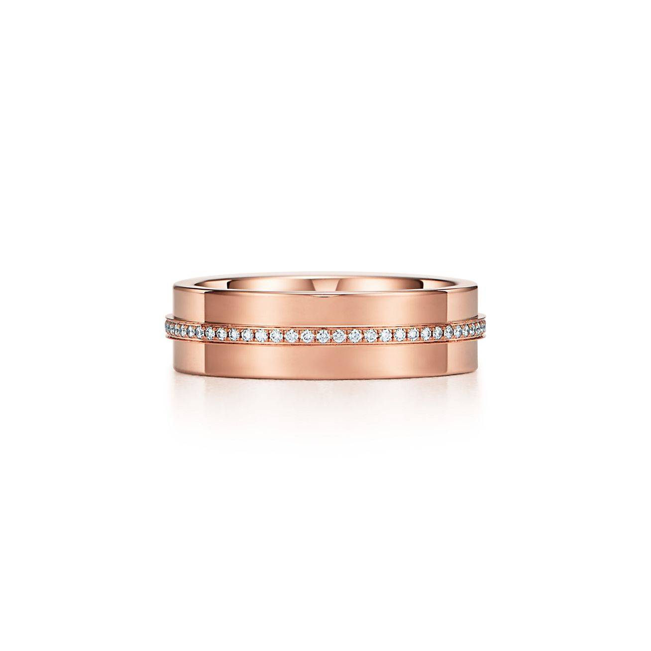 TIFFANY T WIDE DIAMOND RING IN 18K ROSE GOLD