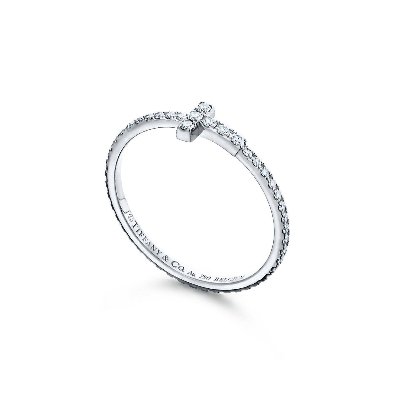 Tiffany T Diamond Wire Band Ring in 18k White Gold