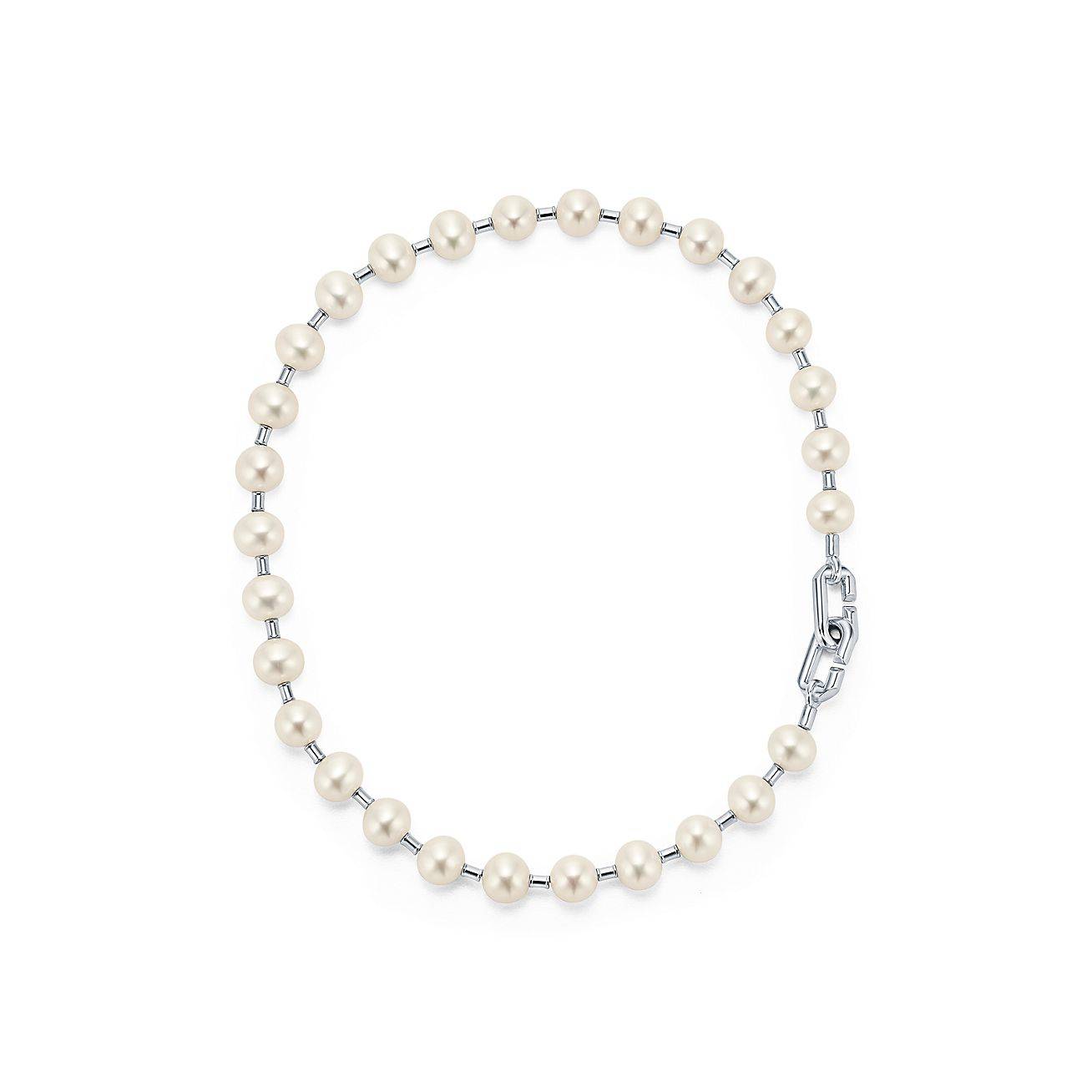 TIFFANY HARDWEAR FRESHWATER PEARL NECKLACE IN STERLING SILVER, 16