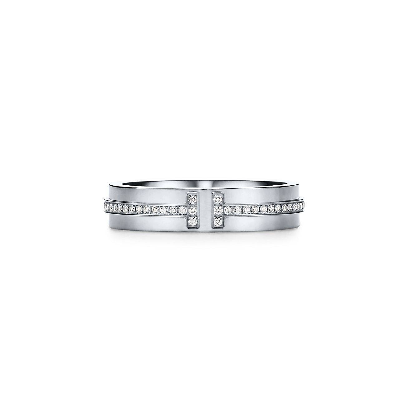 Tiffany T Narrow Diamond Ring in 18k White Gold