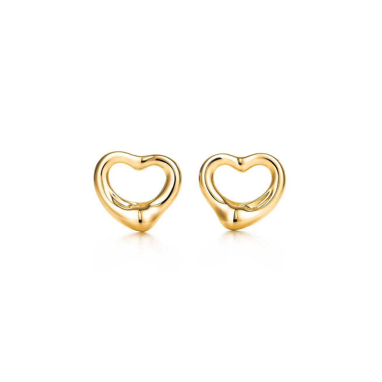 TIFFANY  ELSA PERETTI® OPEN HEART STUD EARRINGS IN YELLOW GOLD, 11 MM