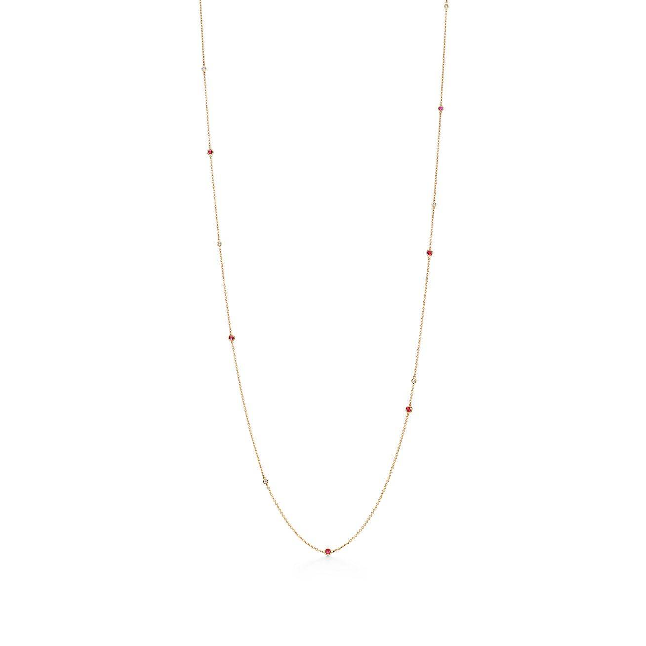 TIFFANY Elsa Peretti® Color by the Yard Sprinkle Necklace in Gold with Rubies and Diamonds