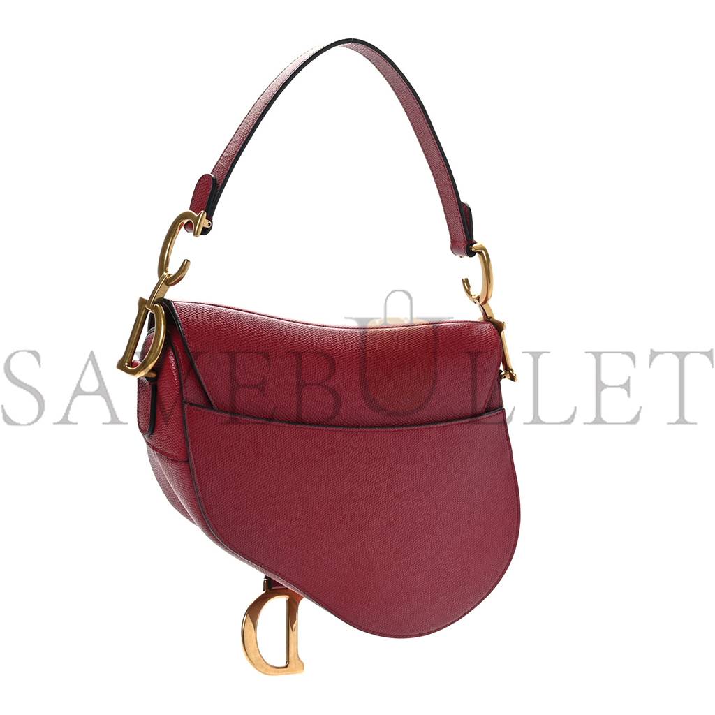 DIOR GRAINED CALFSKIN SADDLE BAG RED (25*20*7cm)